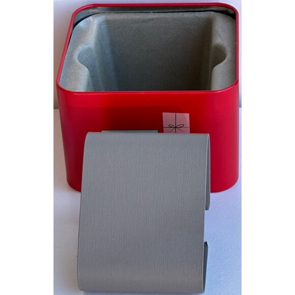 2017 Christmas Holiday Fossil Watch Holder ONLY Metal Tin Box Cases 2.75" Tall - Picture 14 of 16